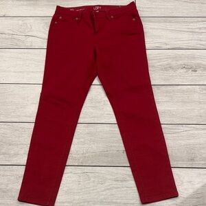LOFT Women's Vibrant Red Skinny Jeans
